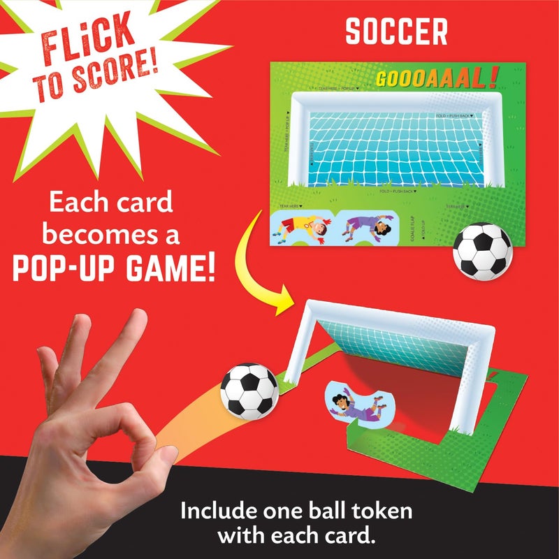 Peaceable Kingdom Valentines Cards for Kids Classroom, Set of 28 Valentines Day Gifts - Flick 'em Sports Games - Image 3